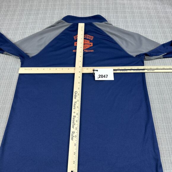 Harley Davidson Pullover Mens Medium Performance 1/4 Zip Long Sleeve Blue - Picture 8 of 11